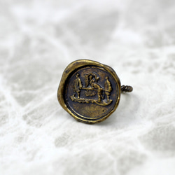 由歐洲古董密封蠟製成的黃銅戒指@貴族籃|復古|密封印章|古董風格|獨特 第1張的照片