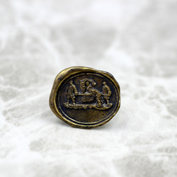 ヨーロッパのアンティークの封蝋を真鍮の指輪にした＠貴族の籠｜ヴィンテージ｜シーリングスタンプ｜アンティーク調｜個性的 2枚目の画像