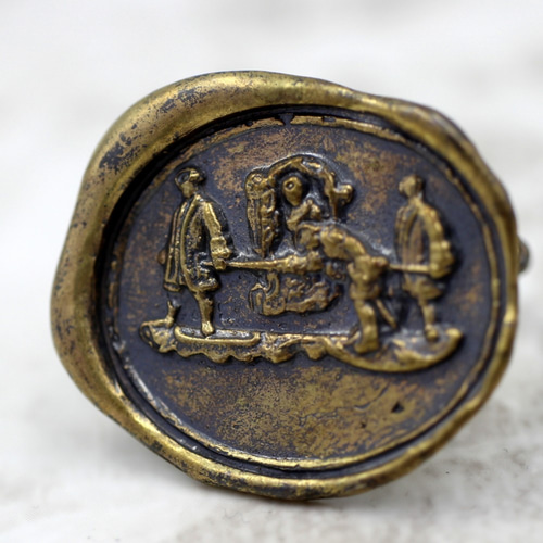 ヨーロッパのアンティークの封蝋を真鍮の指輪にした＠貴族の籠