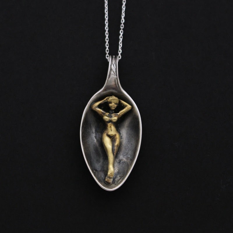 スプーンに納まる小人｜Sleeping Beauty｜ペンダント｜シルバー｜真鍮｜ネックレスチェーン付