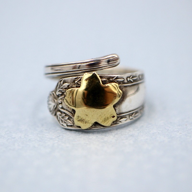 大人かわいい和モダンをエッセンスに｜桜の花｜和洋折衷｜ヴィンテージ｜シルバー｜真鍮｜スプーンリング 6,080円