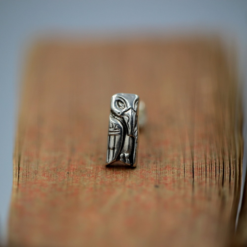 オリエンタルや民族系のシルバーに｜ヴィンテージの銀器をリメイクして作ったピアス｜極楽鳥2匹目｜シングル