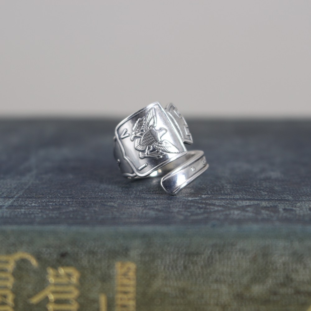 St.Thomas｜ヴィンテージ｜シルバー｜スプーンリング｜北米｜カジュアル｜個性的｜一点物｜古着｜メンズ｜ハクトウワシ