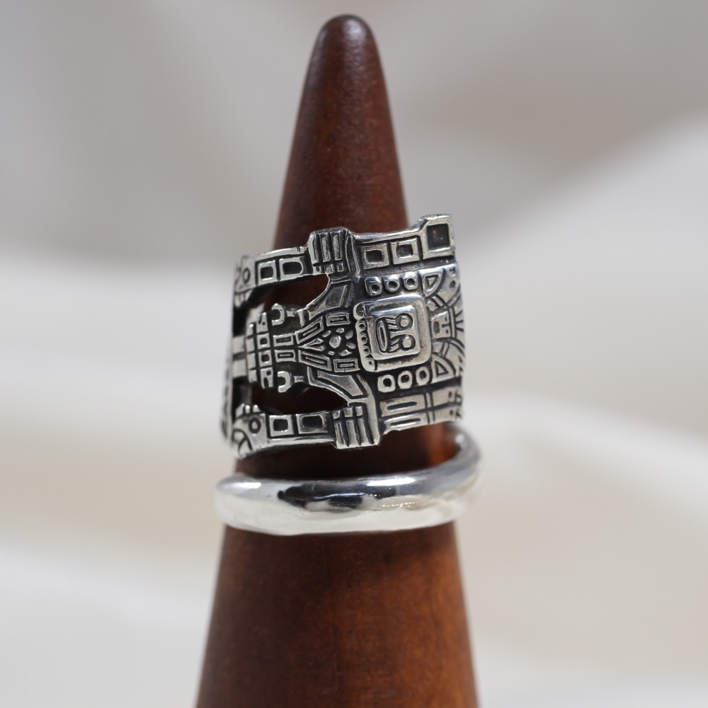 古代兵器ロボ｜ヴィンテージ｜シルバー｜スプーンリング｜壁画｜民族画｜南米｜個性的｜インディアン｜アメカジ｜古着｜かわいい