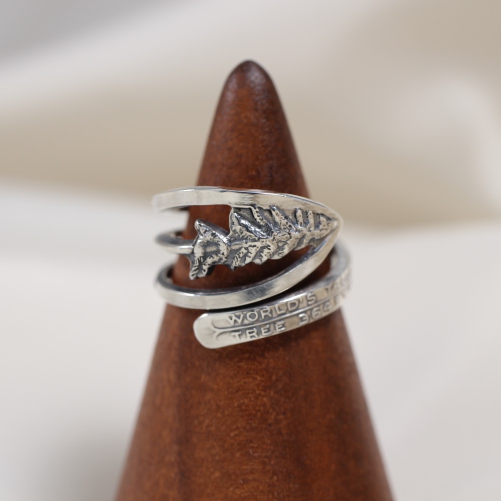 カリフォルニアのレッドウッド｜ヴィンテージ｜シルバー｜スプーンリング｜北米｜アメリカ｜自然｜樹木｜個性的｜一点物