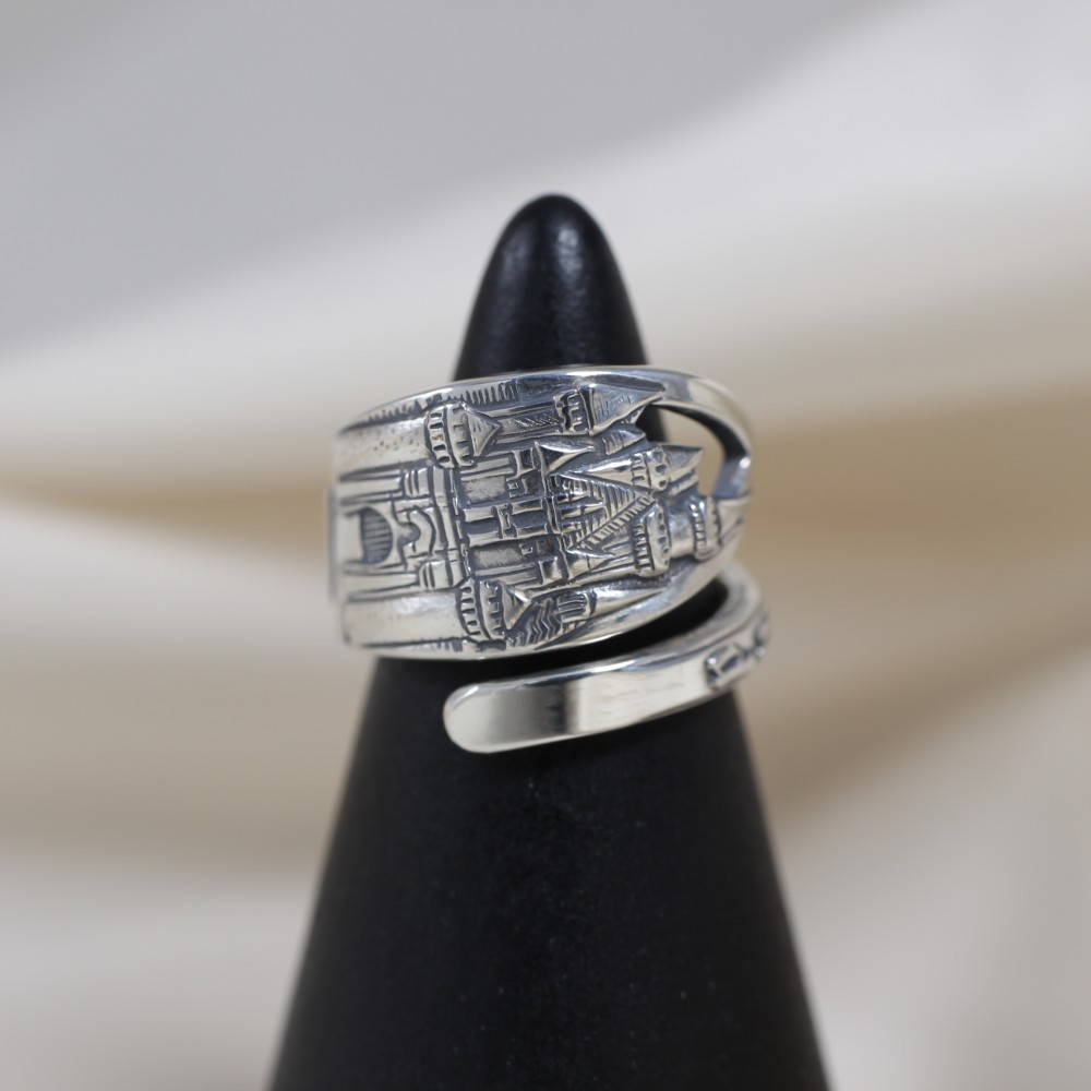 みんな大好き夢の国の城｜ヴィンテージ｜シルバー｜スプーンリング｜おとぎ話｜ファンタジー｜女性向け｜小さなサイズ