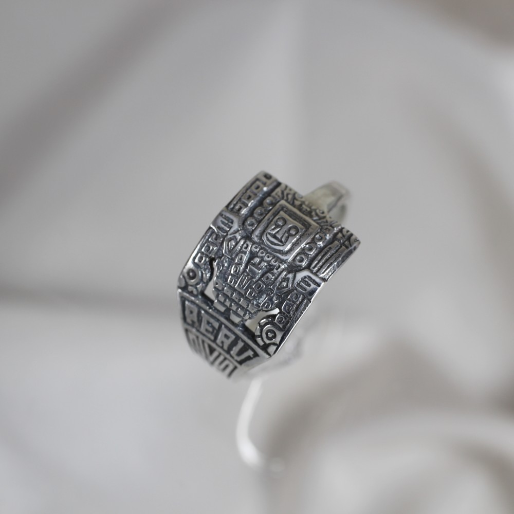 古代壁画｜ヴィンテージ｜シルバー｜スプーンリング｜ペルー｜カジュアル｜古着｜リメイク｜男性向｜30代｜ユニーク｜個性的