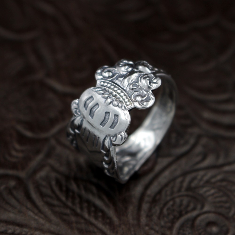 西洋の上位騎士の甲冑｜ヴィンテージ｜シルバー｜スプーンリング｜ヨーロピアン｜ゴシック｜美麗｜綺麗｜大人カジュアル｜男性向