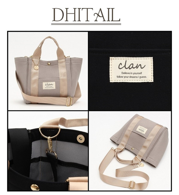 （灰色售罄/僅黑色）帆布手提包，M碼 第6張的照片