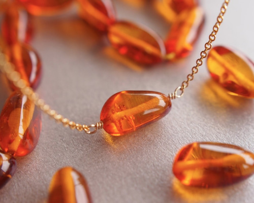 14kgf 天然の宝石 バルティックアンバー（天然琥珀） AAA ネックレス