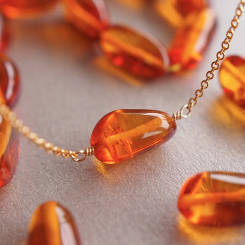 14kgf 天然の宝石 バルティックアンバー（天然琥珀） AAA ネックレス