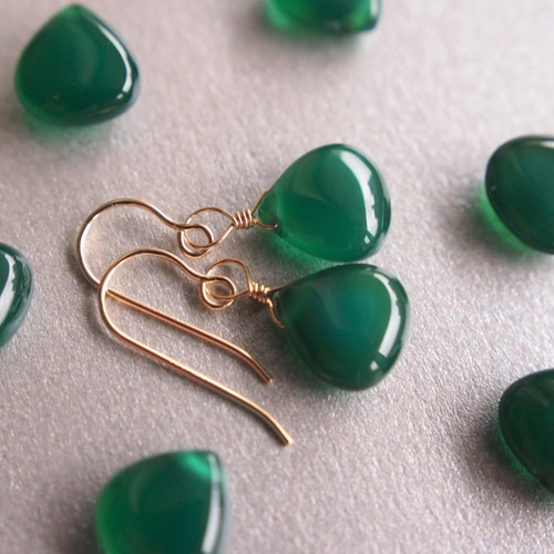14kgfグリーンアゲートドゥルージーピアス/イヤリング 14kgfグリーンアゲートドゥルージーピアス/イヤリング グリーン