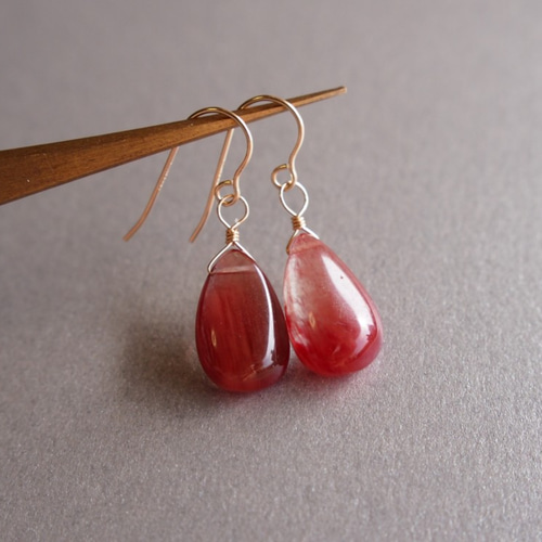 ☆幻の石☆チベット産アンデシン AAA 14kgf 鳶色のピアス（イヤリング