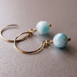 14kgf 輝くラリマー 海色の一粒ピアス ピアス（フック・チェーン