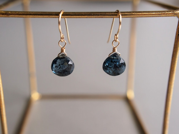 14kgf磨石Moscaianite AAA鐵海軍藍耳環（可更換耳環） 第1張的照片