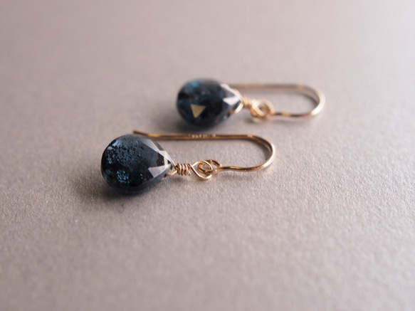 14kgf磨石Moscaianite AAA鐵海軍藍耳環（可更換耳環） 第2張的照片