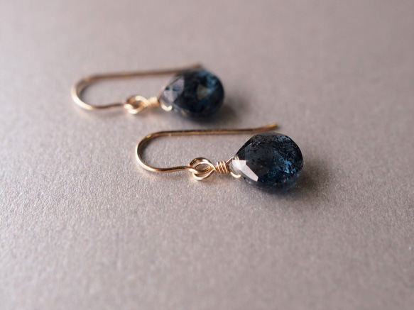 14kgf磨石Moscaianite AAA鐵海軍藍耳環（可更換耳環） 第4張的照片