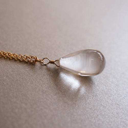 14kgf 大粒しずくクリスタル（天然水晶）AAA 天然石ネックレス