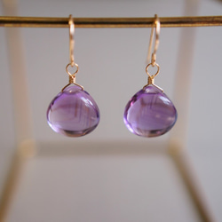 14kgf珠寶質量幻影紫水晶AAA淺葡萄色天然石材穿孔（耳環可變） 第1張的照片