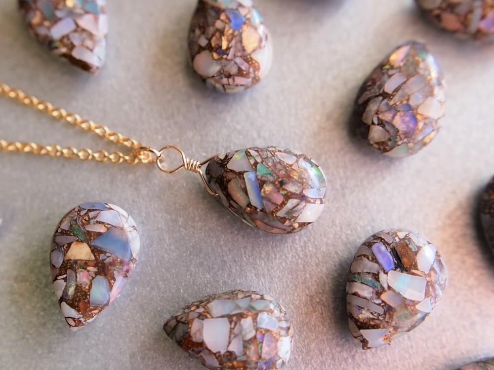 ☆10月誕生石☆希少石 プレシャスオパールコッパー 14kgf 虹色の