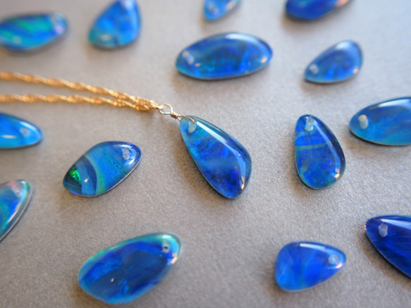 14kgf 希少☆選べるオーストラリア産オパール トリプレット 紺碧色の