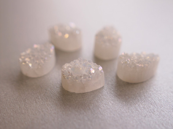 14kgf Rare Stone Druzy Quartz Crystal Gemstone Powder Snow 耳環（耳環 第5張的照片