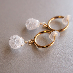 ☆四月誕生石☆裂紋水晶AAA（天然水晶）透明冰耳環（無孔耳環可以更換） 第4張的照片