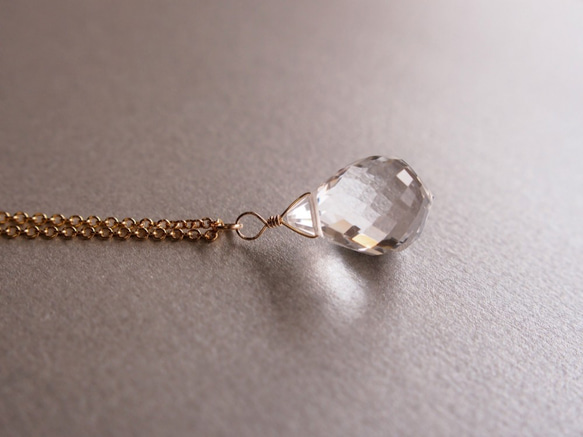 ☆4月誕生石☆宝石質 大粒水晶（クリスタル）AAAの天然石ネックレス 1枚目の画像