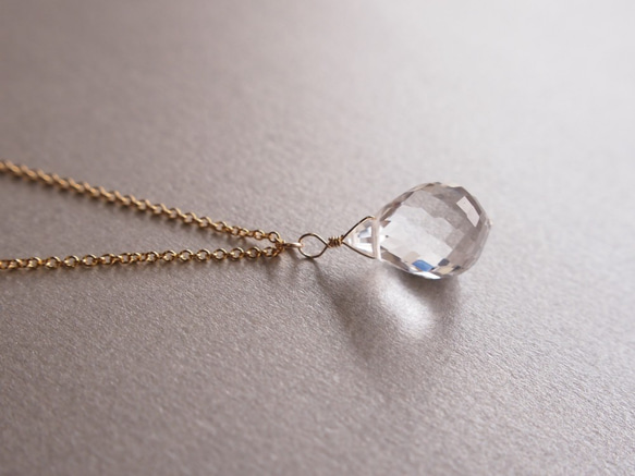 ☆4月誕生石☆宝石質 大粒水晶（クリスタル）AAAの天然石ネックレス 2枚目の画像