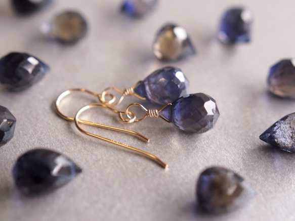 14kgfソーラークォーツハートピアス/イヤリング