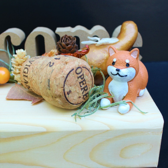 ハリネズミと柴犬の秋色ペンスタンド（ポプリプレゼント！！） 3枚目の画像