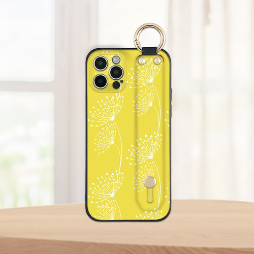 北欧クラシカル イエロー ベルト付きTPUケース iPhone Android ほぼ全