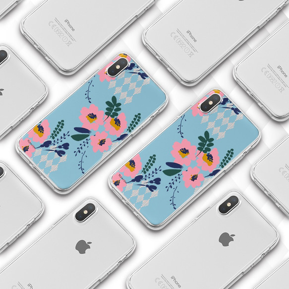 レトロ花柄　ブルー iPhoneケース android スマホケース ほぼ全機種対応 flow110 3枚目の画像