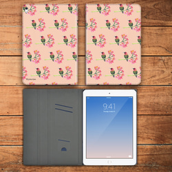 クラシカルな花と鳥 ベージュ iPad タブレット iPadmini4 android　多機種対応 bird210 3枚目の画像