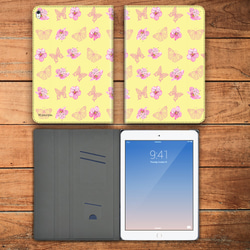 蝶々と桜 イエロー iPad タブレット iPadmini4 android 多機種対応 1812-240 3枚目の画像