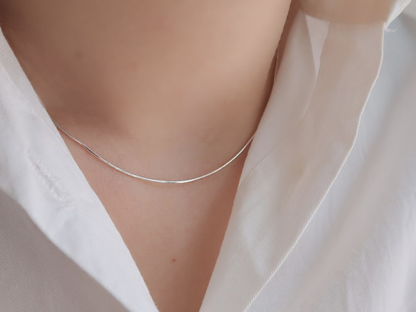 さら【クイックシルバー】シャーク・ボーンネックレス 925 スターリングシルバー シマー ファイン バージョン スネーク