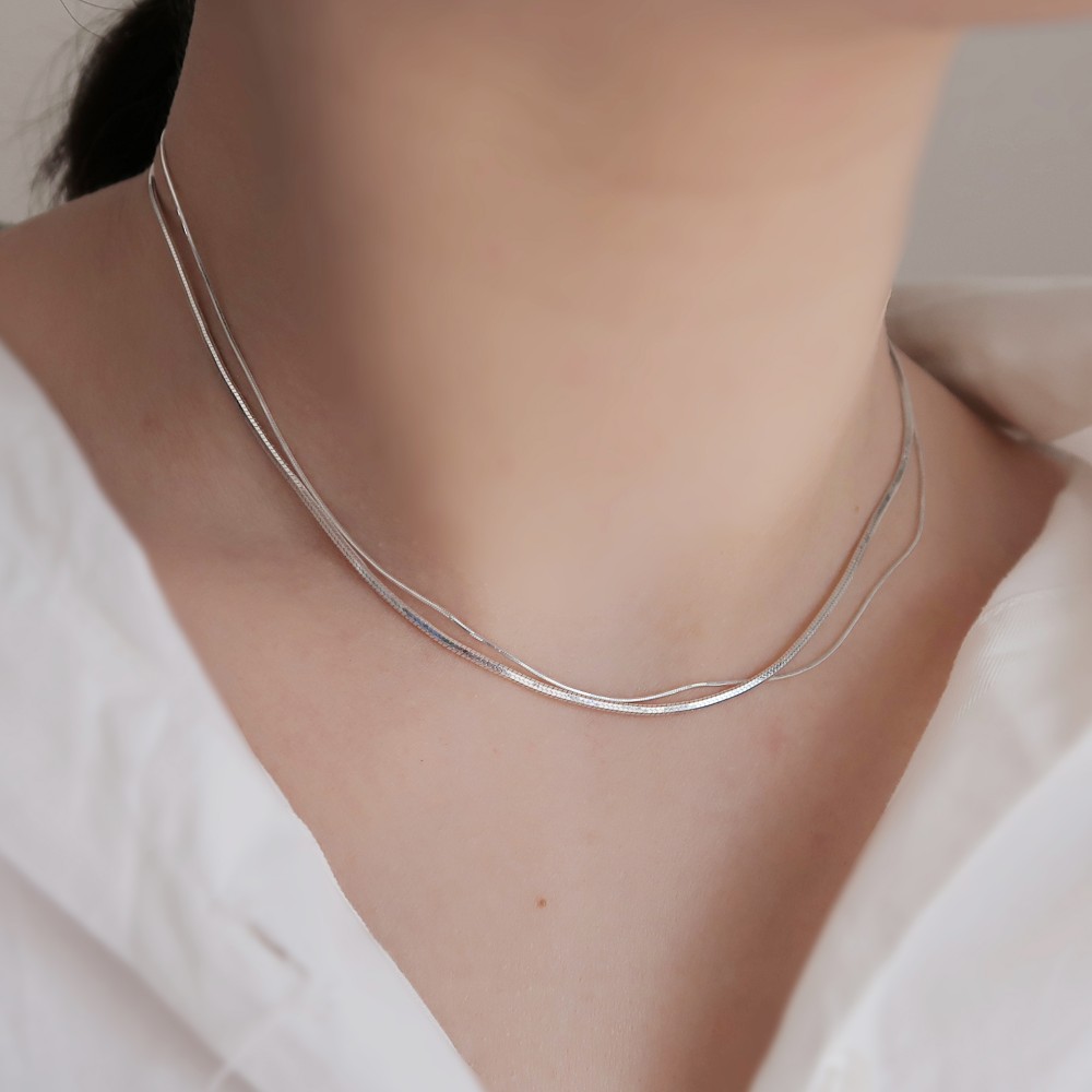 60cm) ステンレス スネークチェーンネックレス 幅1.5mm 45cm
