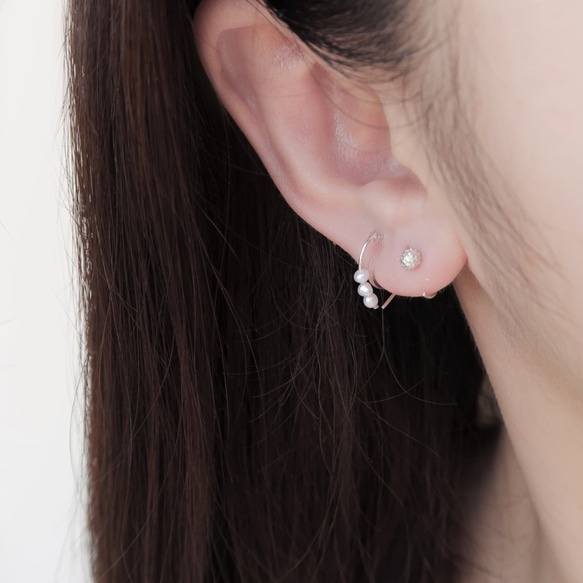 925純銀 珠光 珍珠 水滴型 耳環 或 耳夾 一對 (2種配戴方式) 第9張的照片