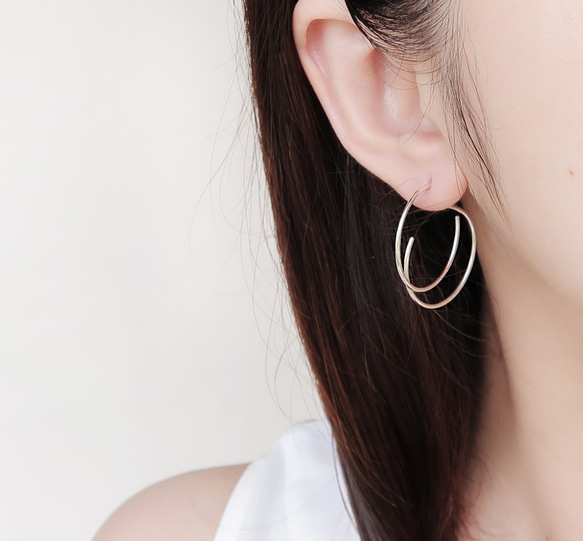 925純銀 光圈C型 輕耳飾 耳環 或 耳夾 第2張的照片