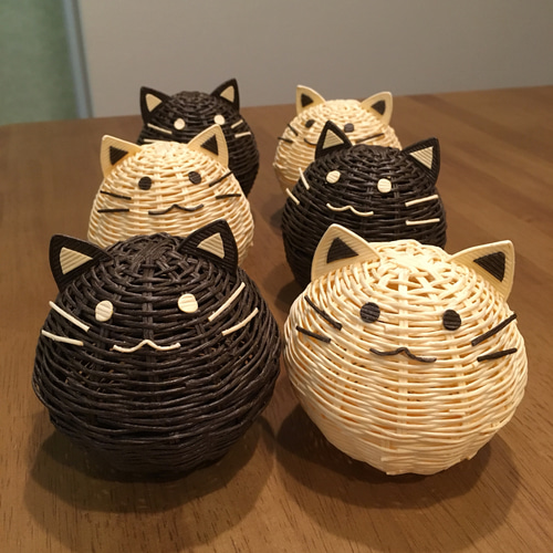猫の丸籠☆受注生産♪送料無料♪ その他インテリア雑貨 shimeji