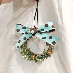 wbfxhm / 聖誕交換禮物-米妮系列點點諾貝松小花圈（10公分） 第2張的照片