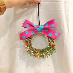 wbfxhm / 聖誕交換禮物-米妮系列點點諾貝松小花圈（10公分） 第3張的照片