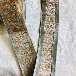 インドの刺繍リボン グレーにゴールドの刺繍 4枚目の画像