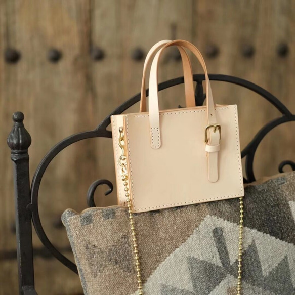 新商品キャンペーン中！本革手作り小さいトートバッグ＿ショルダー