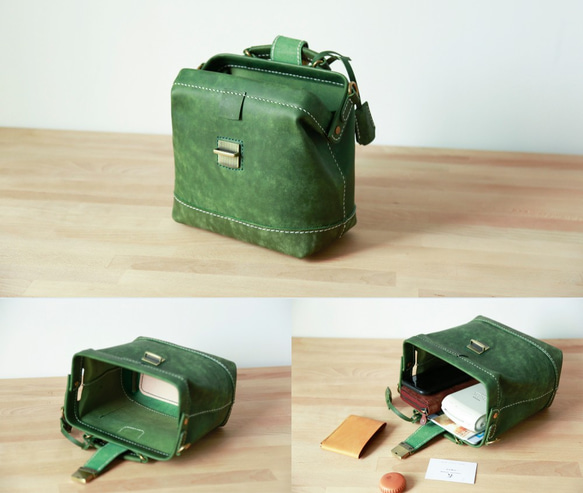 【切線派】高級 がま口本革手作りのレザー　口枠　ショルダーバッグ 総手縫い手持ち 肩掛け 2WAY 鞄 8枚目の画像