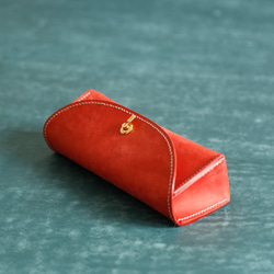 真皮手工製作筆盒、鉛筆盒、禮物、三角形、全手工縫製 第3張的照片