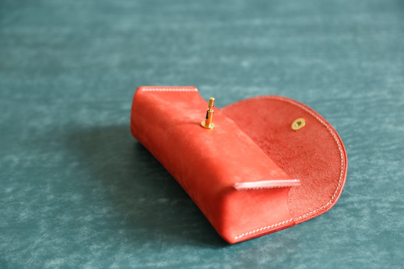 真皮手工製作筆盒、鉛筆盒、禮物、三角形、全手工縫製 第4張的照片