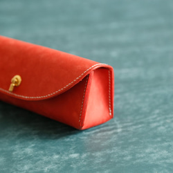 真皮手工製作筆盒、鉛筆盒、禮物、三角形、全手工縫製 第7張的照片