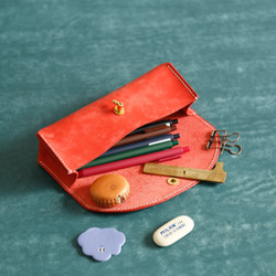 真皮手工製作筆盒、鉛筆盒、禮物、三角形、全手工縫製 第8張的照片