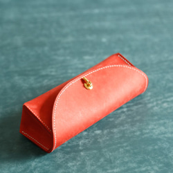 真皮手工製作筆盒、鉛筆盒、禮物、三角形、全手工縫製 第9張的照片